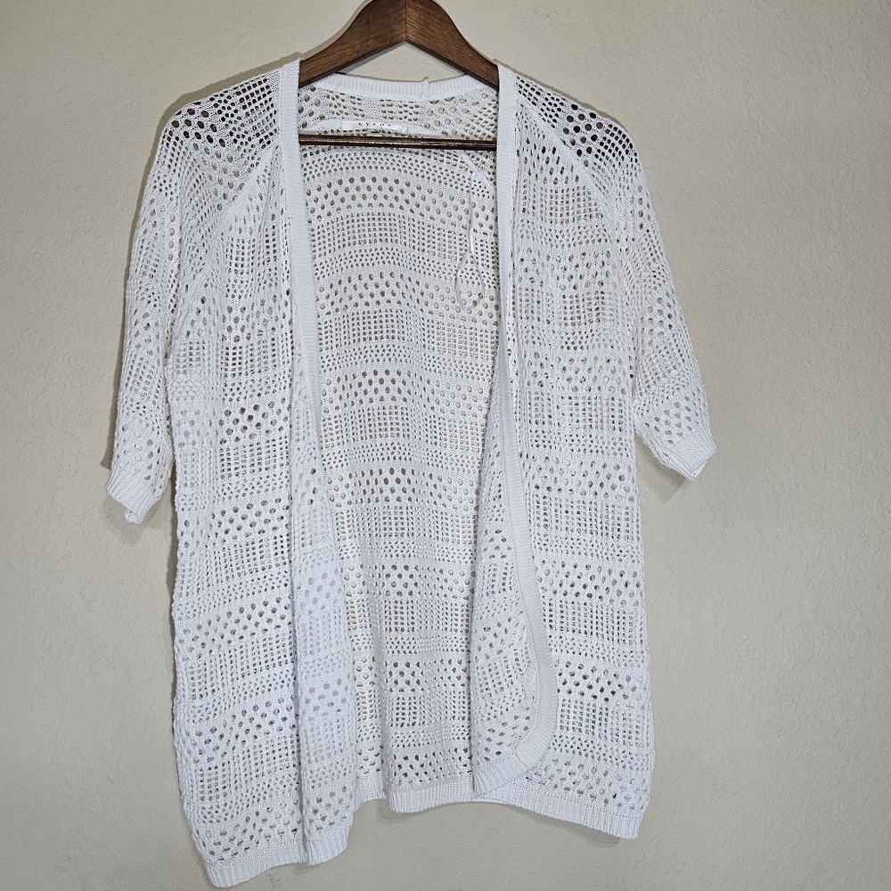 Cyrus Lace Cardigan Womens Sweater Size Large‎ White